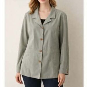 FASHION BUG Green Vintage Suede Button Up Blazer Jacket NWOT